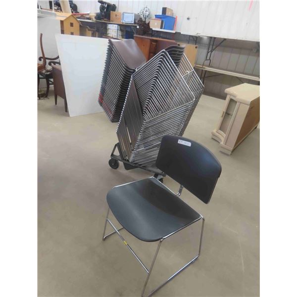 29 Stacking Banquet Chairs on Heavy Duty Dolly Cart 
