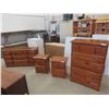 Image 1 : 4pce Pine Bedroom Set: Dresser 50'' x 34'' x 18'' , 2 Night Stands 