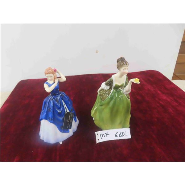 2 Royal Doulton Figures : 8'' Tall Fleur 1967, 7 1/2'' Tall Laura 2005 