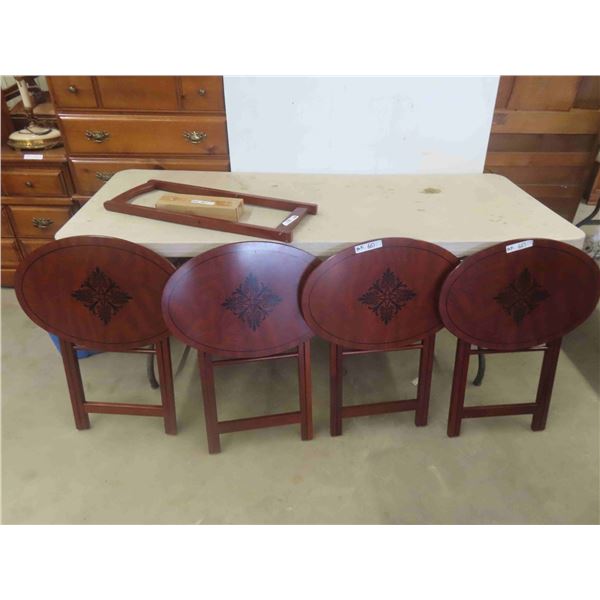 4 Folding TV Tables & Rack 