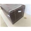 Image 2 : Leather/Leather Style Ottoman with Hindged Top for Storage 