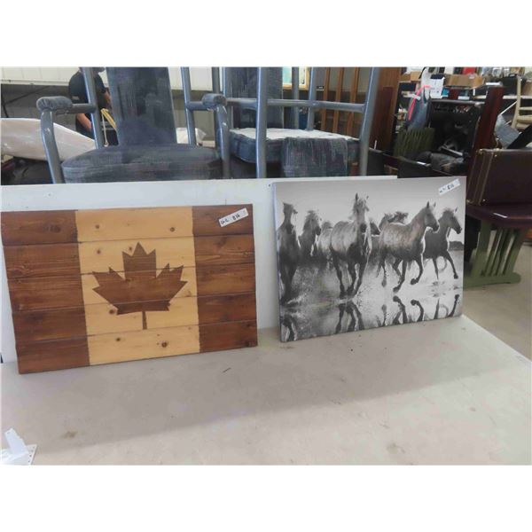 Horse Photo/Picture 20'' x 27'' , Wood Canada Flag Display 26'' x