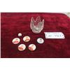 Image 1 : (4) 1961-1962 Salada Hockey Coins, Baseball Earl Averill, Wayne Carleton Button & 1940s Glass Maple 