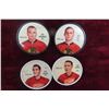 Image 2 : (4) 1961-1962 Salada Hockey Coins, Baseball Earl Averill, Wayne Carleton Button & 1940s Glass Maple 