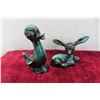 Image 2 : 4 Pieces Blue Mountain Pottery: Duck, Deer, Rooster and Owl. Tallest 5 3/4"