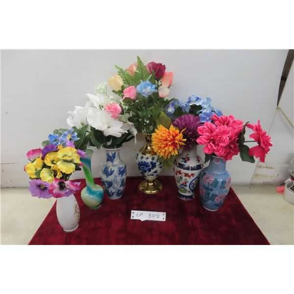 6 Different Decorative Vases with Artifcial Flower