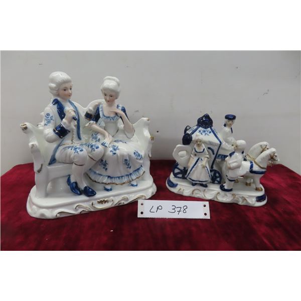 2 Vintage Blue and White Figureines By Origional Art Mark 