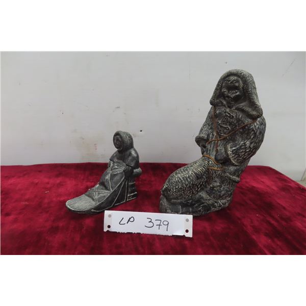 Wolf Original Soapstone Eskimo on Sled, Large 