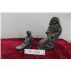 Image 1 : Wolf Original Soapstone Eskimo on Sled, Large 