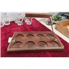 Image 2 : Vintage Bar Serving Set with Leaf Pattern Tumbler Glasses, Mint