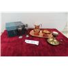 Image 1 : Copper Cream, Sugar & Tray + Brass Candle