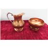 Image 3 : Copper Cream, Sugar & Tray + Brass Candle