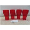 Image 1 : Vintage Promo 4 Ruby Coloured Plasatic Coca-Cola Glasses By Dixie Inc.