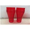 Image 2 : Vintage Promo 4 Ruby Coloured Plasatic Coca-Cola Glasses By Dixie Inc.