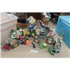 Image 1 : Huge Assortment of Garden Gnomes, Frogs, Gargoyle , Tallest 15" with Tote