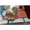 Image 3 : Metal Coleman Cooler Full of Camping Supplies, Dishes, Pots, Plastic Table Cloth etc.