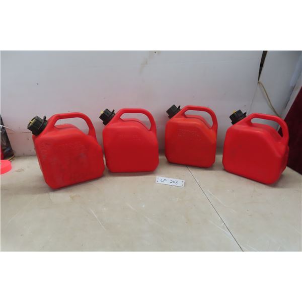 4 Plastic 5 Litre Gasoline Containers 
