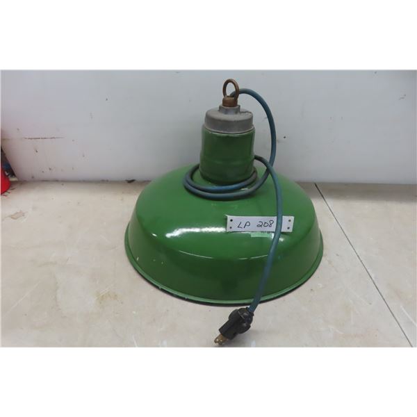 Industrial Heavy Duty Over Head Metal Lamp  16" Across 120 Volt Green Shade 