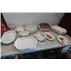 Image 1 : Corelle + Corningware Casserole Dishes + 3 Metal Platters