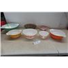 Image 1 : 8 Pyrex Mixing Bowls : Lustive Harvest,  Red Cherry, Harvest Wheat, Butterfly Gold, Friendship Birch