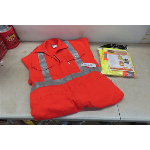 Reflective / Saftey Coveralls Size 42 + New Pioneer Hi-Vis Safety Mesh Vest 