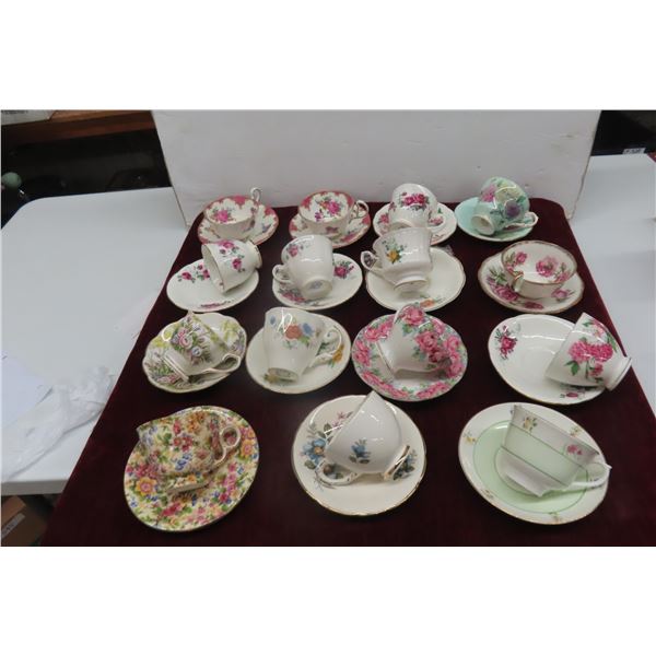 15 Bone China Made in England Tea Cups & Saucers 