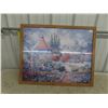 Image 1 : Large Victorian Picture with Wooden Frame 30"x24"