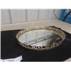 Image 2 : 15"x11" Vintage Oval Mirror, Metal Perfume Tray