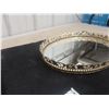 Image 3 : 15"x11" Vintage Oval Mirror, Metal Perfume Tray