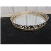 Image 4 : 15"x11" Vintage Oval Mirror, Metal Perfume Tray
