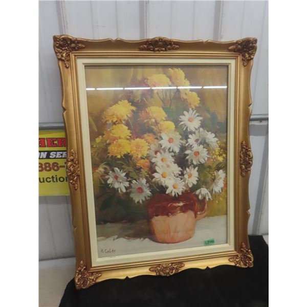Large Floral Picture Nicely Framed 23"x29" VF 
