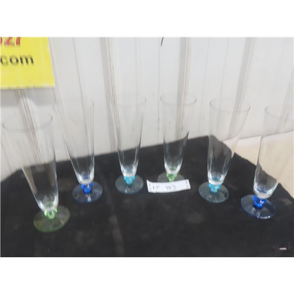 6 Coloured Drink Glasses 9" Tall 