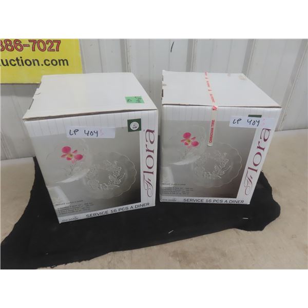 2 Boxes 32 Piece Dinner Set New in Box " Floral' Design"
