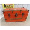 Image 1 : 1950s Metal & Wooden Crate Box Orange in Colour 24"L, 12"W& 14" T