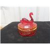 Image 1 : Vintage Orange Glass Swan Jar with Lid Mint 