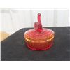 Image 2 : Vintage Orange Glass Swan Jar with Lid Mint 