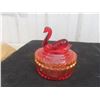 Image 3 : Vintage Orange Glass Swan Jar with Lid Mint 