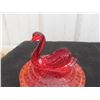 Image 4 : Vintage Orange Glass Swan Jar with Lid Mint 