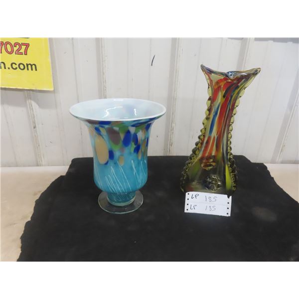 1 Coloured 13" Vase & " Multi Colour Vase 