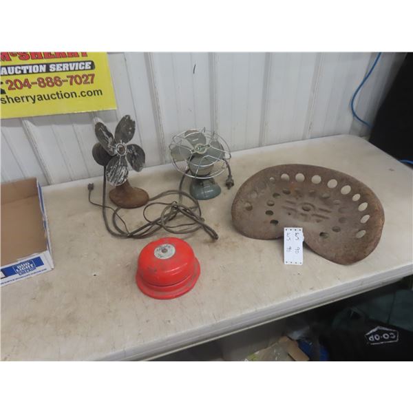 2 Old Fans, Alarm, Metal Seat
