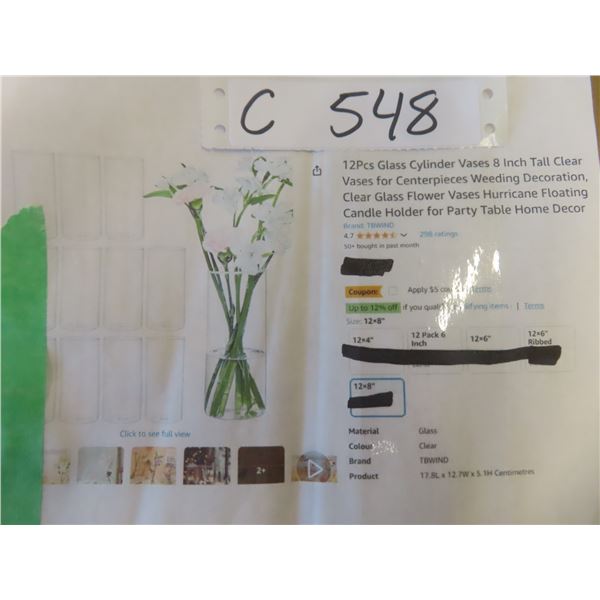 12pcs, Glass Cylinder Vases