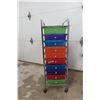 Image 1 : Metal Rolling Cart With 10 Plastic Drawers 38x15x13