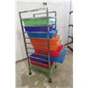 Image 3 : Metal Rolling Cart With 10 Plastic Drawers 38x15x13