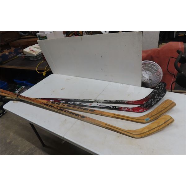 4 Hockey Sticks Left Handed 2 with Autographs 
