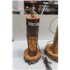 Image 2 : 2 Wood Carved Table Lamps