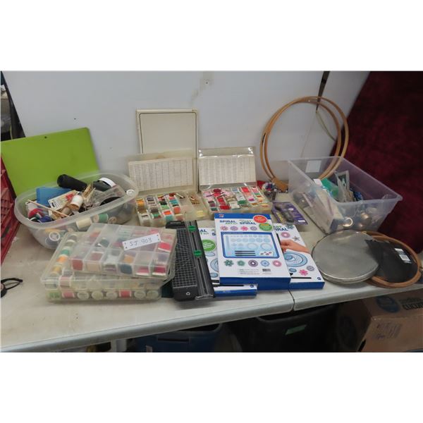 3- Spinal Aart Kits, Sewing Notions, Threas Needles, Embroidery Hoops 