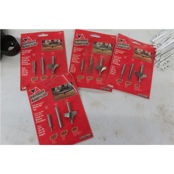 New Router Bits, Spade Bits, Hole Saws, Recip + Jig Saw Blades 