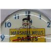 Image 8 : Vintage Marshell Wells Paints Electric Clock 15" Diameter, Crack On Face 