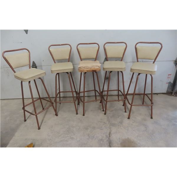5 Vintage Swivel Stools, 1 Chair Needs Upholstered