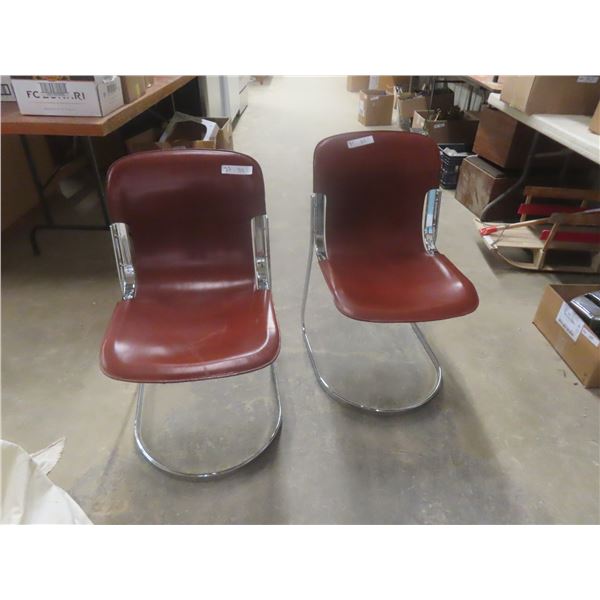 2 Chrome Leg Chairs Leather/ Leather Style 